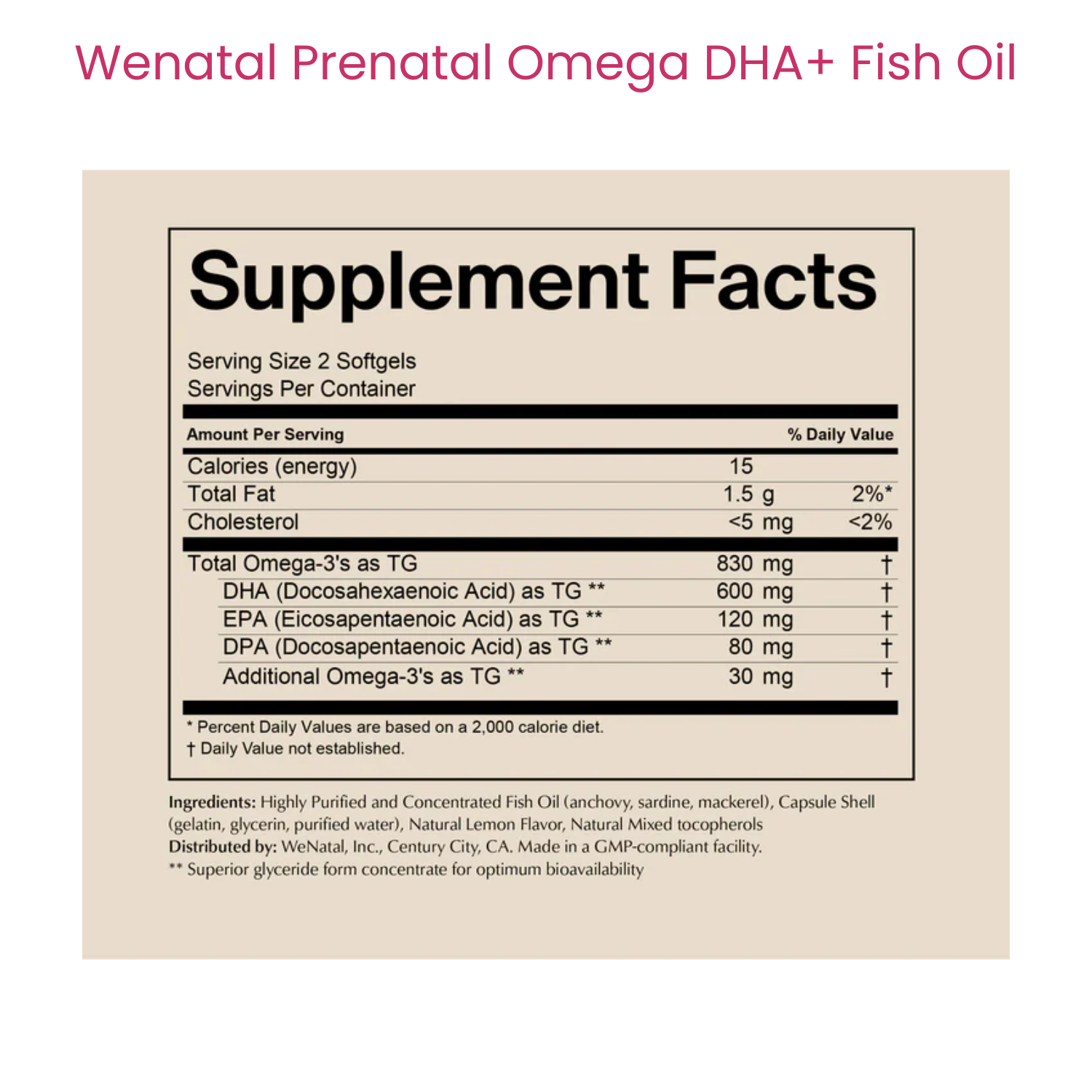 Prenatal and Postnatal Omega DHA+ Fish Oil